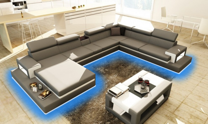 Ledersofa Sofa Ecksofa U Form Couch Wohnlandschaft Designer Sitz Ecke