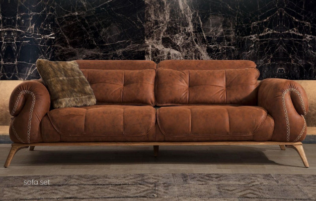 Braune Couch Dreisitzer Sofa Wildleder Optik Sofas Couchen Sitzmöbel Design Neu