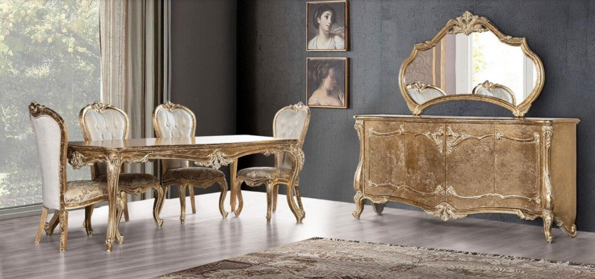 Esszimmer Esstisch Stuhl Gruppe Garnitur Set Holz Tisch Kommode Spiegel Set 7tlg
