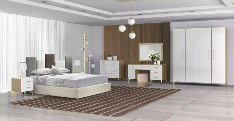 Schlafzimmer Set Bett 2x Nachttisch Kommode 7tlg Design Luxus