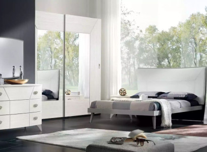 Schlafzimmer Set Bett 2x Nachttische Kommode 6tlg.Design Luxus