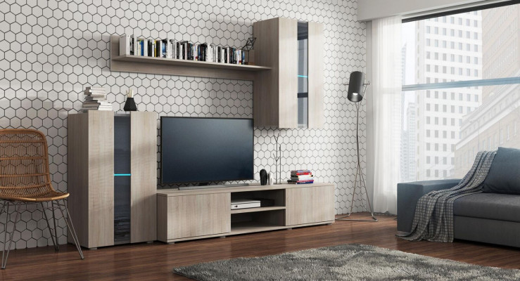 Set Modern Wohnwand Vitrinen Regal Schrank Wohnzimmer Modern Stil Wohnwände 4tlg