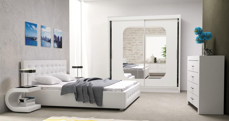 Schlafzimmer Set Design Möbel 4 teilig moderne Luxus Doppelbett 2x Nachttisch