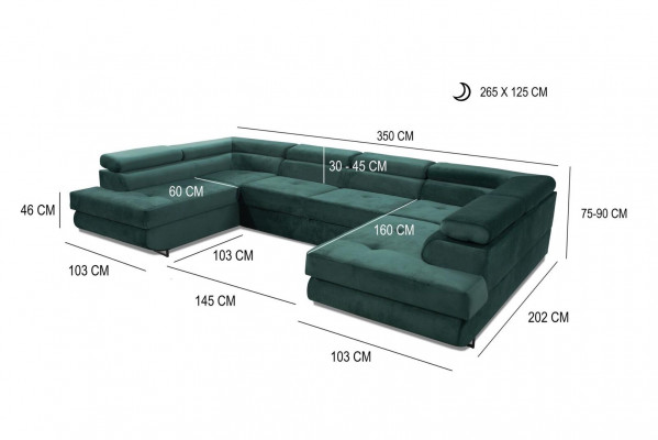 Ecksofa Stoff U-Form Couch Design Polster Textil Eck Modern Sofas Wohnlandschaft