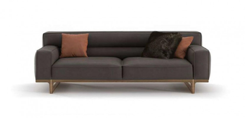 Braune Wohnzimmer Sitzgarnitur Luxuriöser 3-Sitzer Stivloller Sessel Polsterhocker