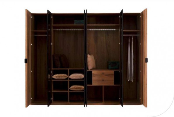 Kleiderschrank Schiebtüren Glastüren Schlafzimmermöbel Spiegel Braun