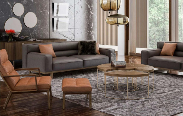 Grauer Dreisitzer Moderne Luxus Couch Wohnzimmermöbel Wohnzimmer Sofa