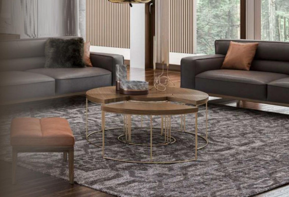 Moderner Runder Couchtisch Luxus Abstelltische Holzmöbel Wohnzimmertisch
