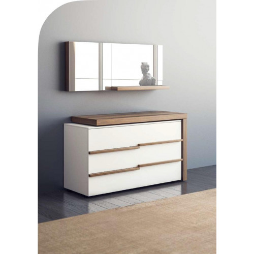 Weiße Luxus Kommode Mit Spiegel Modernes Walnuss Natur Design Neu