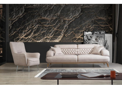 Sofagarnitur 3+1 Sitzer Luxus Sofa Sofas Sessel Leder Garnitur Luxus Set