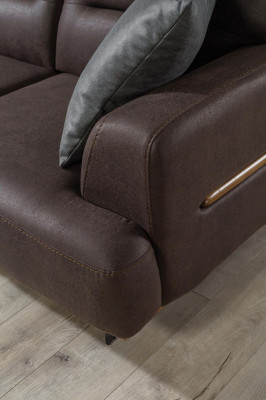 Modern Sofa 3 Sitz Leder Braun Möbel Sofas Couch Sitzpolster Dreisitzer