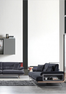 Sofa 3 Sitzer Textil Sofas Schwarz Stoff Möbel Modern Stil Dreisitzer