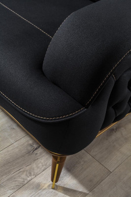 Luxus Dreisitzer Sofa 3 Sitz Möbel Sofas Schwarz Couch Stoff Couchen