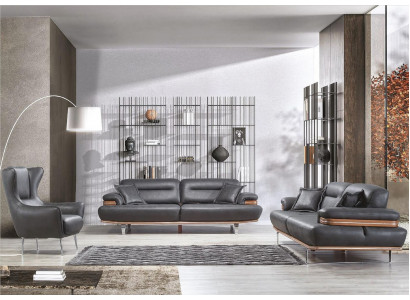 Sofagarnitur Set 321 Sitzer Leder Sofa Couch Garnitur Design Couchen