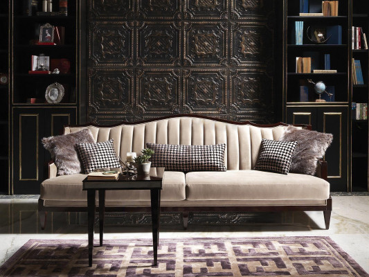 Couchgarnitur Viersitzer Dreisitzer Sessel Grau Stoffsofa Polstersofa