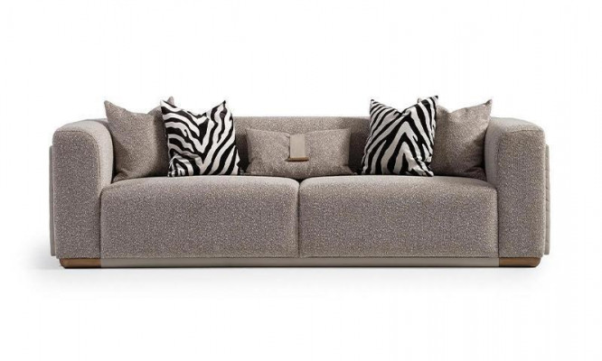 Sofagarnitur Viersitzer Sessel Stoffsofa Polstersofa Grau Set 3tlg