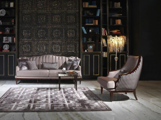 Sofagarnitur Viersitzer Sessel Stoffsofa Grau Polster 4 Sitzer Set