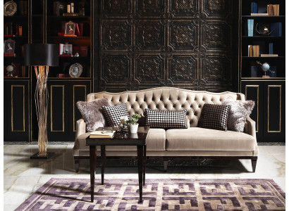 Wohnzimmer Garnitur Sofa 3 Sitzer Beistelltisch Chesterfield Polstersofa Grau