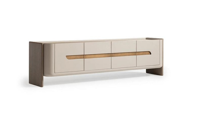 Sideboard RTV Lowboard TV Ständer Beige Holz Wohnzimmer Schrank Modern