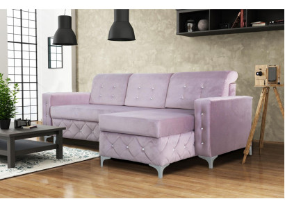 Ecksofa Samt Couch Schlafsofa Luxus Möbel Wohnlandschaft Sofa L-form Polster Neu