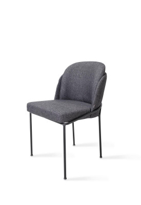 Luxus Grau Stuhl Esszimmer Polster Stoff Möbel Neu Designer Stühle