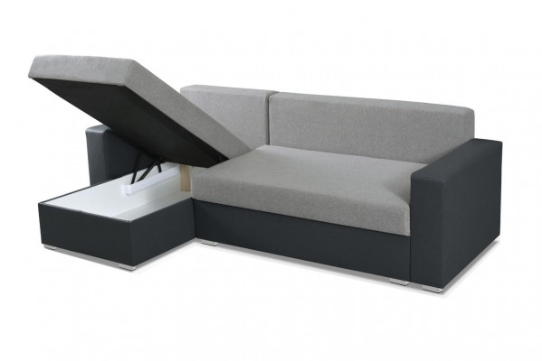 Sofa L-Form Sofas Grau Couch Ecke Textil Wohnzimmer Couchen Schlafsofa Kasten