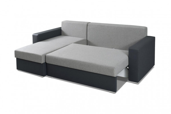 Sofa L-Form Sofas Grau Couch Ecke Textil Wohnzimmer Couchen Schlafsofa Kasten