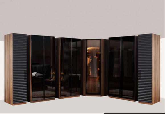 Schlafzimmer Möbel Moderner Eckschrank Luxuriöser Holz Kleiderschrank