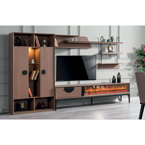 Wohnwand Wohnzimmer Möbel TV-Ständer Moderne Bücherregal Design Einrichtung