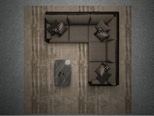 Garnitur Ecksofa L-Form Braun Textil Wohnzimmer Luxus Couchtisch Neu Einrichtung