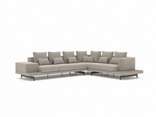 Polstermöbel Grau Designer Ecksofa L-Form Polster Textil Sofa Wohnzimmer