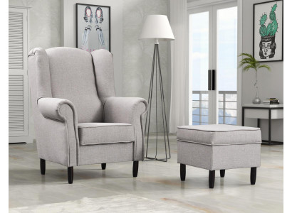 Sessel Hocker Beistell Desig Ohrensessel Set Garnitur Polster Relax Fernseh 2tlg