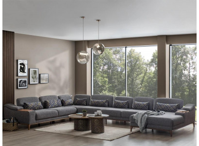 Design Ecksofa U Form Couch Modern Textil Garnitur Grau Polstermöbel Neu