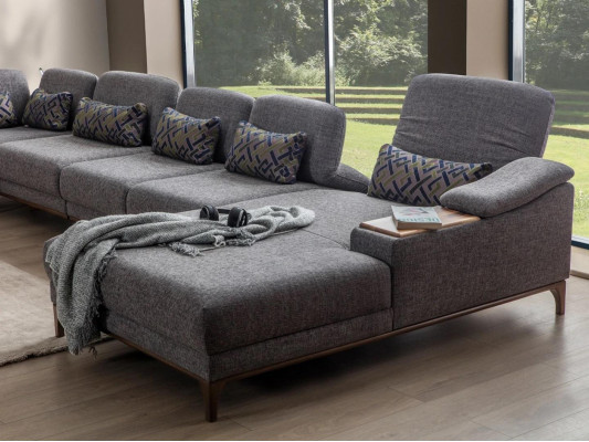 Design Ecksofa U Form Couch Modern Textil Garnitur Grau Polstermöbel Neu