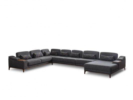Design Ecksofa U Form Couch Modern Textil Garnitur Grau Polstermöbel Neu