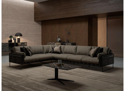 Design Möbel Wohnzimmer Braun Ecksofa L-Form Luxus Couchtisch Einrichtung Neu