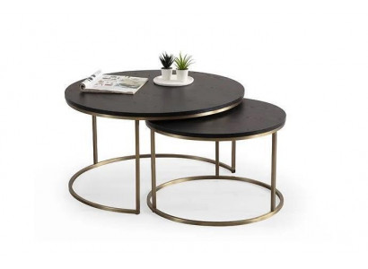  Couchtische 2-teilig oben und unten Messing-Metallbeine hochwertiges Wohnzimmer