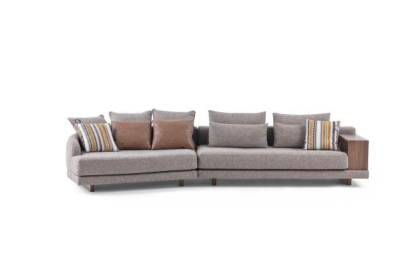  5-Sitzer Massive Wohnzimmer Stoffsofa Grau Elegant Modern Design