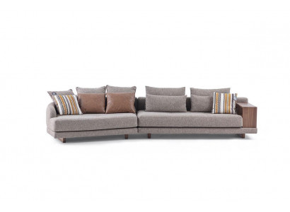  5-Sitzer Massive Wohnzimmer Stoffsofa Grau Elegant Modern Design