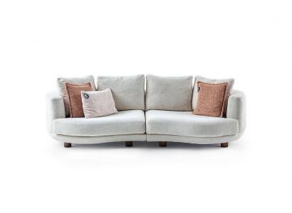  Designer Modern Wohnzimmer 3-Sitzer Sofa Weiß Einfarbig Luxus Stil Stoffsofa