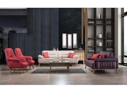  Stilvoll Mehrfarbig Set in Wohnzimmer Set 2x 3-Sitzer Sofas und 2x Sessel