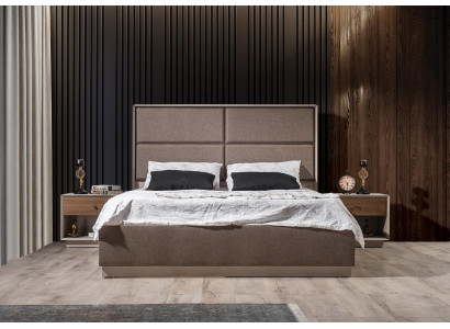  Luxus Schlafzimmer Set Elegant Bett und 2x Nachttische Modernes Design