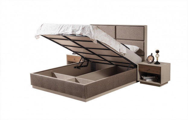  Luxus Schlafzimmer Set Elegant Bett und 2x Nachttische Modernes Design
