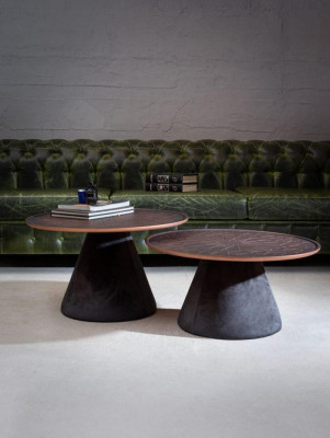  Skandinavische Holz-Couchtische, 2er-Set, minimalistisch