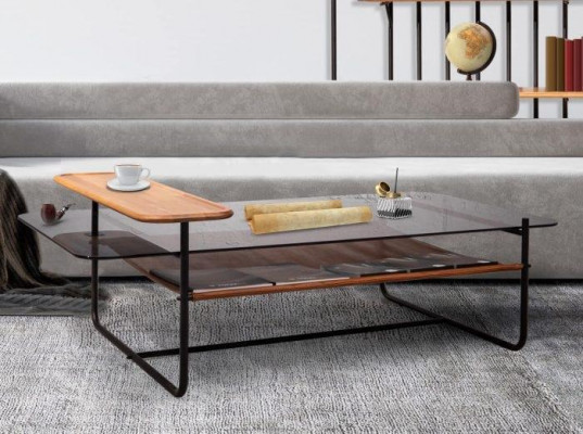  Stilvoll Couchtisch mit Glasplatte Braun Farbe Modern möbel für Wohnzimmer