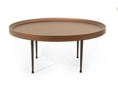  Industrial Design: Braun Rund Couchtisch mit Holzplatte für das Wohnzimmer