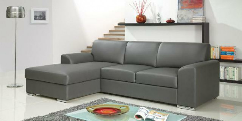 Innovation im Wohnzimmer Ecksofas mit Stoffpolsterung und ausziehbarer Schlaffunktion