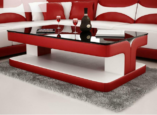 Sofatisch Design Wohnzimmer Leder Kaffee Glas Couch Polster Beistell