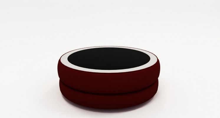 Runder Rund Wonzimmer Glas Tisch Polster Beistell Modern Leder Sofatisch