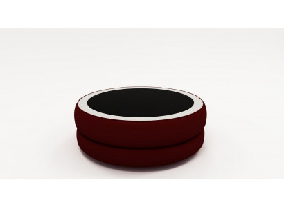 Runder Rund Wonzimmer Glas Tisch Polster Beistell Modern Leder Sofatisch
